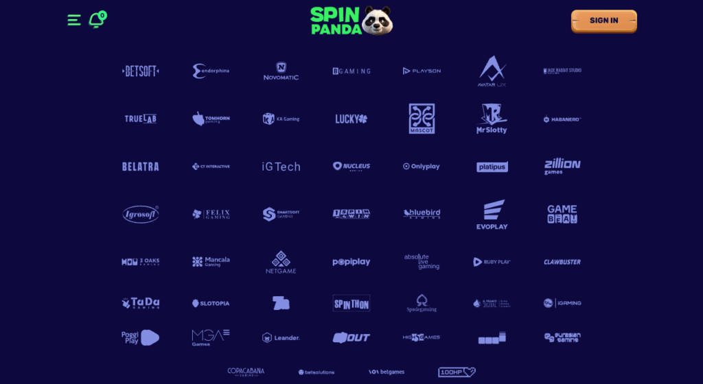 SpinPanda Casino Aanbieders