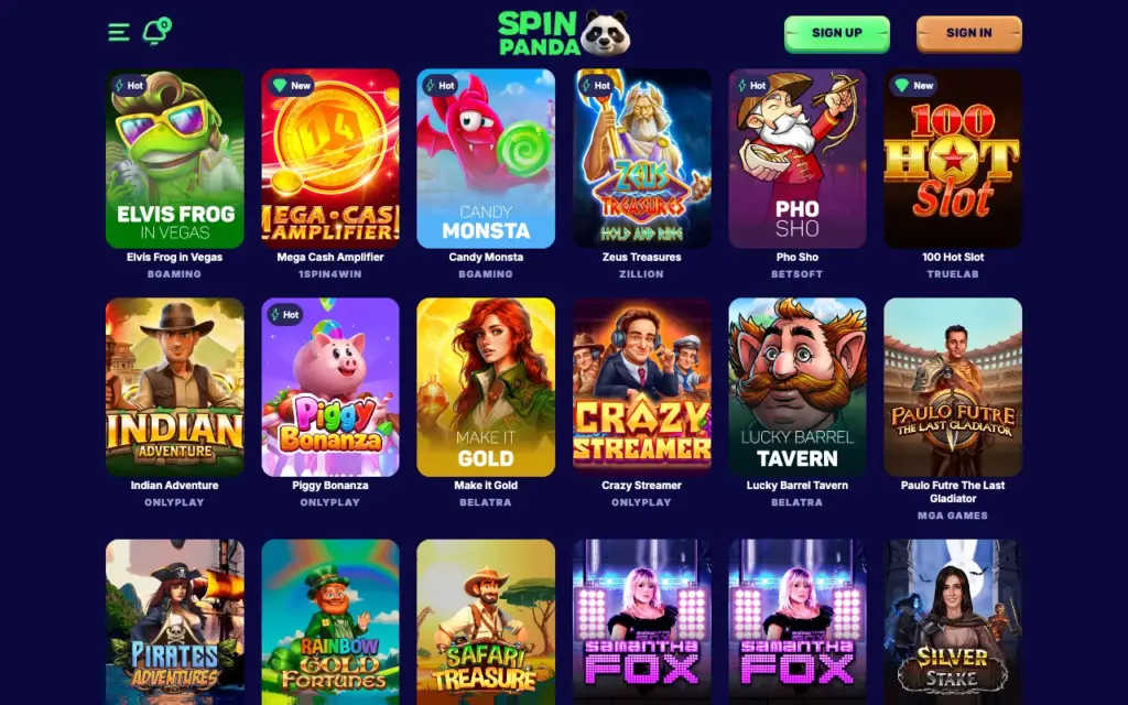 SpinPanda Casino Slots Selection
